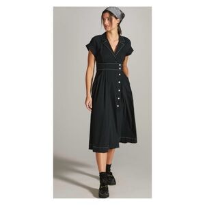 NWT Anthropologie Maeve Poplin Shirtdress in Black  Size 4